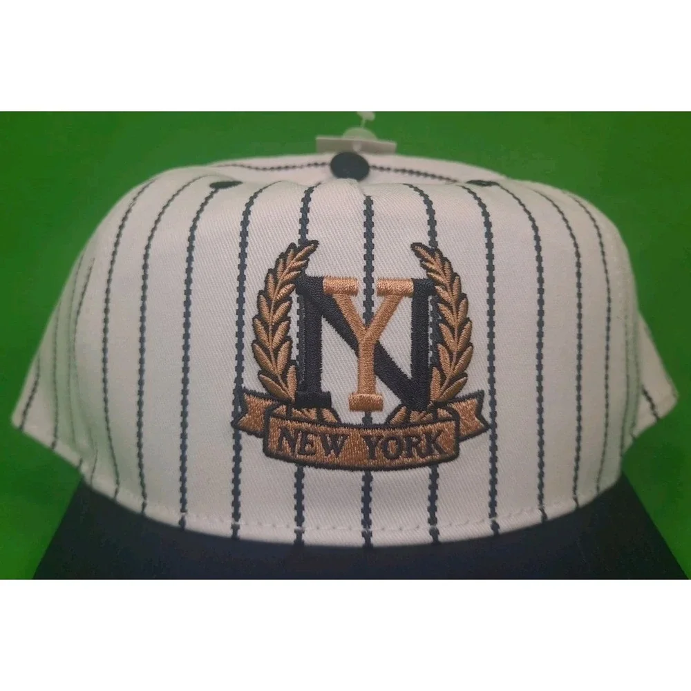New York White Navy Striped Baseball Cap OSFM Strapback Unbranded Adjustable NWT